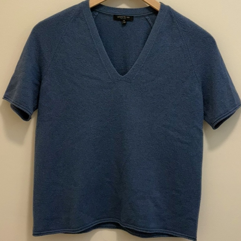 Lafayette 148 Slate Blue 100% Cashmere Sweater, size M